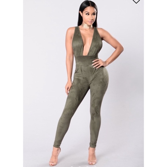 Fashion Nova Pants - Fashion Nova Olive Green Jumpsuit